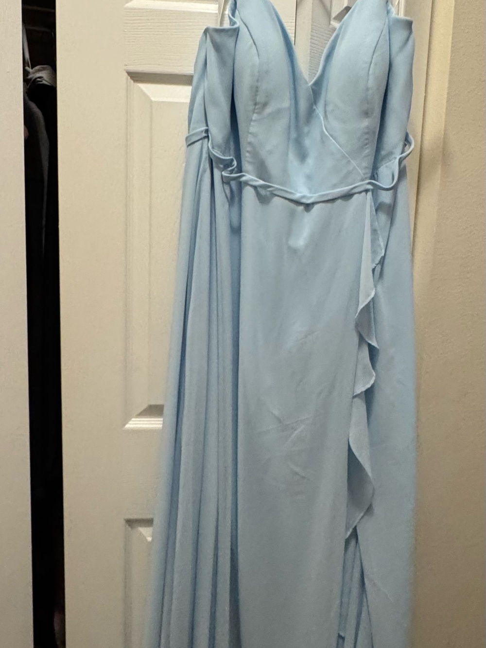 Azazie Light Blue Ruffle Chiffon Dress
